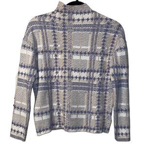 Rachel Zoe Large Houndstooth Knit Mock Turtleneck Fitted Sweater